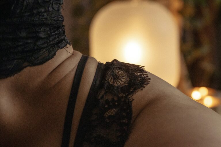 Woman in black lingerie